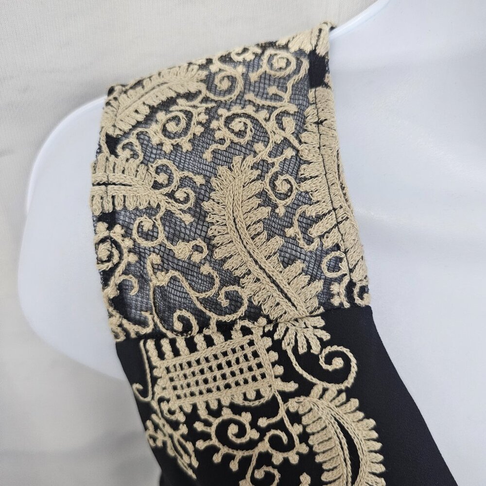 Anthropologie Meadow Rue Dress Black Tan Lace Sleeveless 4 - Picture 4 of 15